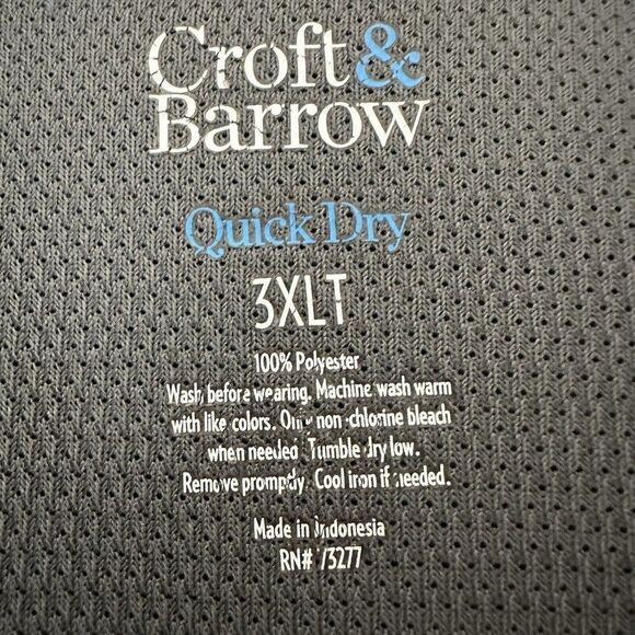 Croft & Barrow Shirt Mens 3XLT Quick Dry Plaid Short Sleeve Button Up Adult - Picture 2 of 6